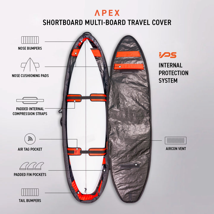 Surfboard Cover | APEX Shortboard Travel Cover - 3 Board | Ocean